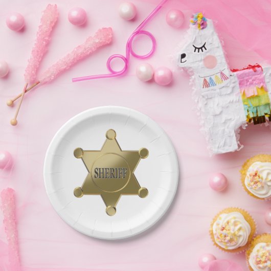 Sheriff golden star pappteller (Party)