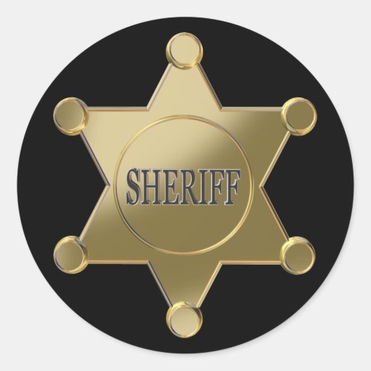 Sheriff golden star runder aufkleber (Vorderseite)