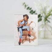Sheriff-Pin-Up Postkarte (Stehend Vorderseite)