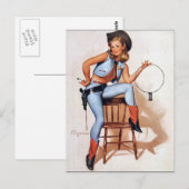 Sheriff-Pin-Up Postkarte (Vorne/Hinten)