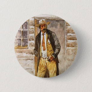 Sheriff Porträt von Seltzer, Vintage West Cowboy Button