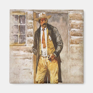 Sheriff Porträt von Seltzer, Vintage West Cowboy Magnet
