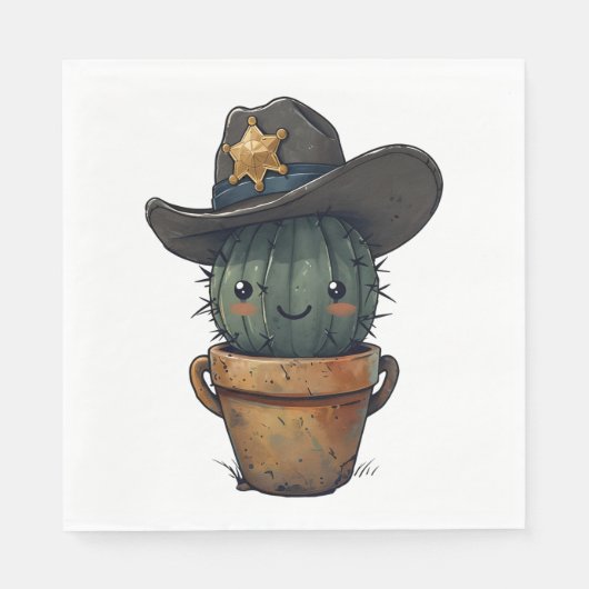 Sheriff Spike-Cactus Figur Serviette (Vorderseite)