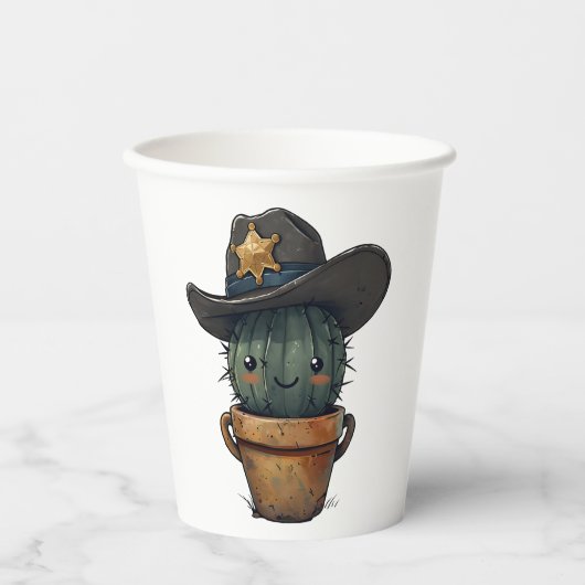 Sheriff Stachel-Kaktus Charakter Pappbecher (Vorderseite)