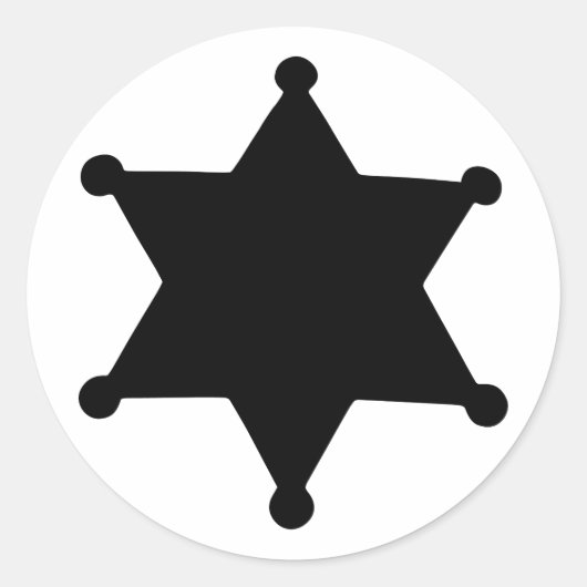 Sheriff Star Kontur Silhouette Runder Aufkleber (Vorderseite)