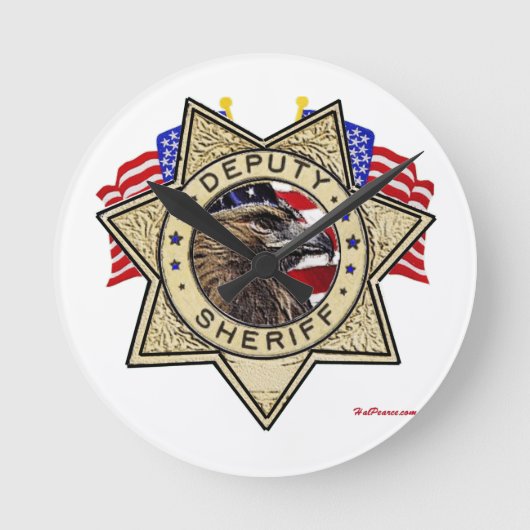 Sheriff Stellvertretendes Abzeichen Runde Wanduhr (Vorderseite)