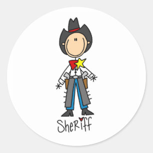 Sheriff-Strichmännchen-Aufkleber Runder Aufkleber