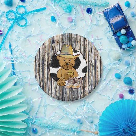 Sheriff Teddy Bear Cake Paper Plate Pappteller (Party)
