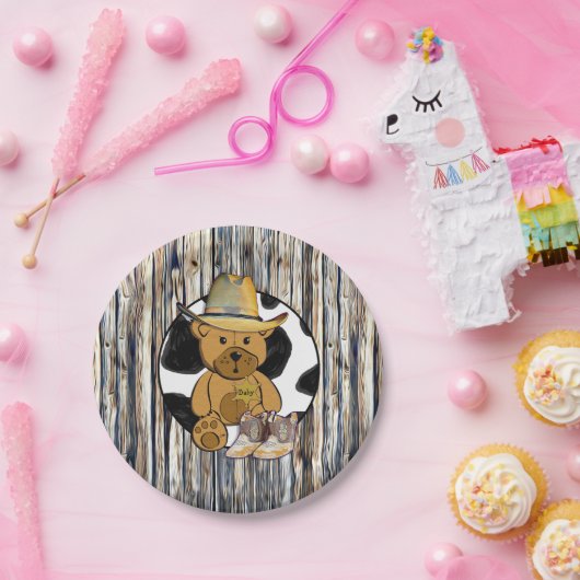 Sheriff Teddy Bear Cake Paper Plate Pappteller (Party)