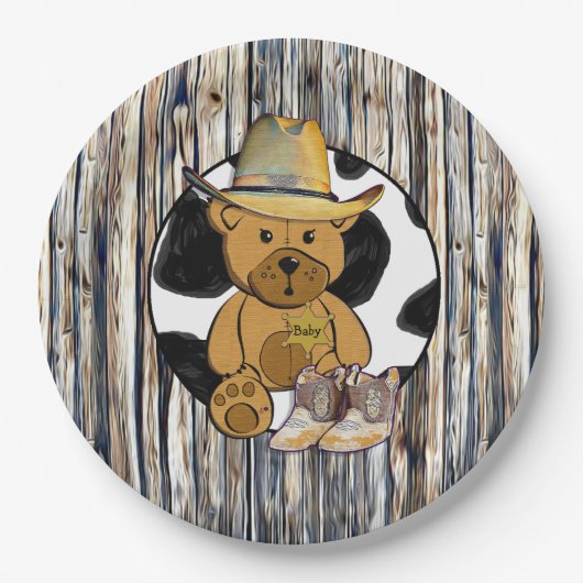 Sheriff Teddy Bear Cake Paper Plate Pappteller (Vorderseite)