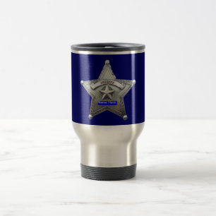 Sheriff Thin Blue Line Abzeichen Reisebecher
