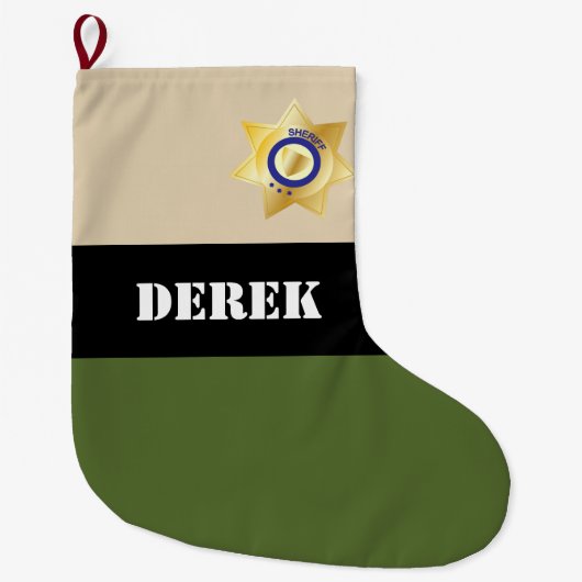 Sheriff Uniform benutzerdefinierbar Großer Weihnachtsstrumpf (Vorderseite)