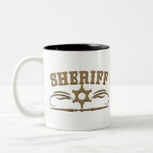 Sheriff-Western-Art Zweifarbige Tasse (Links)