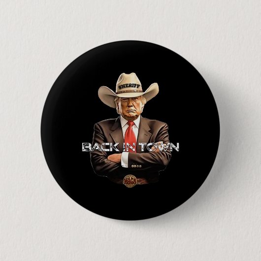 Sheriffs Ck in Town Country Cowboy ein lustiger Tr Button (Vorderseite)