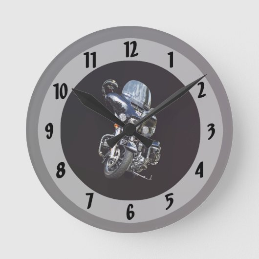 Sheriffs Motorrad Runde Wanduhr (Vorderseite)