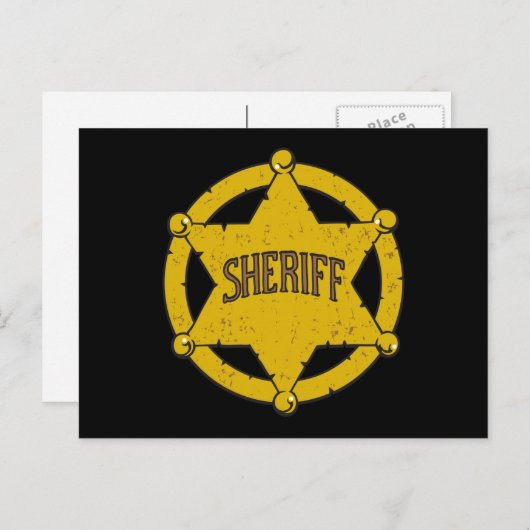 Sheriffs Star Abzeichen Postkarte (Vorne/Hinten)