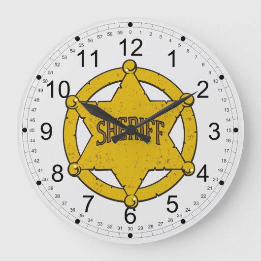 Sheriffs Star Badge Große Wanduhr (Vorderseite)