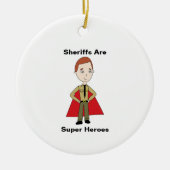 Sheriffs Super Hero Cartoon Personalize Keramik Ornament (Vorne)