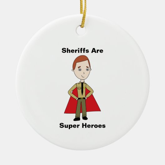 Sheriffs Super Hero Cartoon Personalize Keramik Ornament (Vorne)