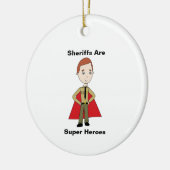 Sheriffs Super Hero Cartoon Personalize Keramik Ornament (Links)