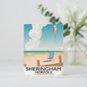 Sheringham Norfolk Beach Reiseplakat Postkarte (Stehend Vorderseite)