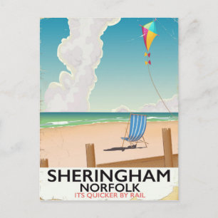 Sheringham Norfolk Beach Reiseplakat Postkarte