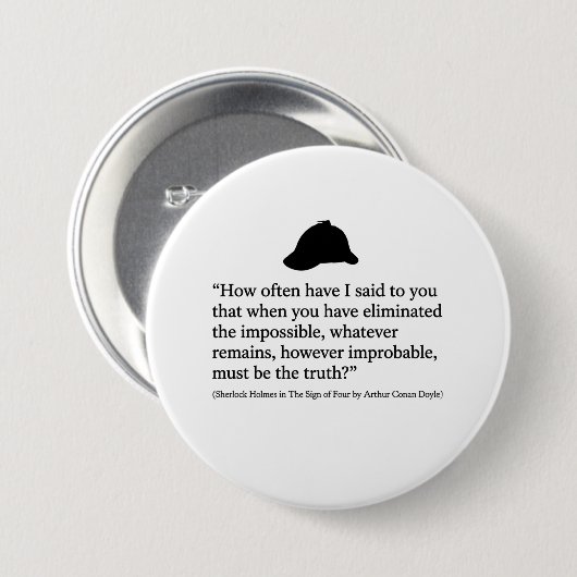 Sherlock Holmes Zitat-Button Button (Vorne & Hinten)