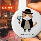 Sherlock Paws, Detektiv Katze, Sleuth, Kriminaljäg Button