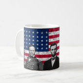 Sherman, Lincoln und Grant mit schwarzer Grenze Kaffeetasse (Vorderseite Links)