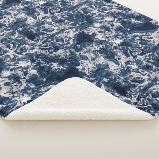 Sherpa Blanket - Blue and Silver Marble Pattern Sherpadecke (3/4)