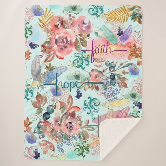 Sherpa Blanket Faith Hope Liebe Sherpadecke (Vorderseite)