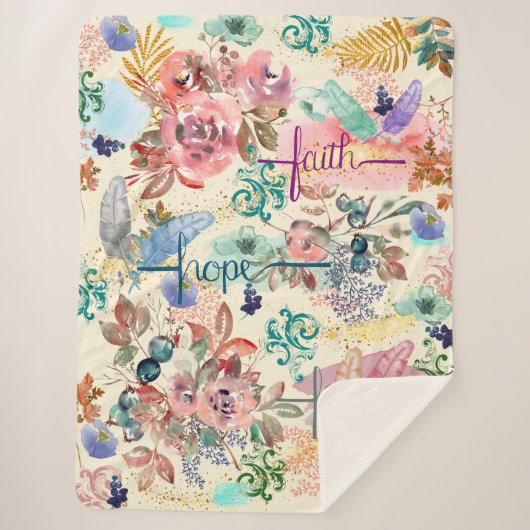 Sherpa Blanket Faith Hope Liebe Sherpadecke (Vorderseite)