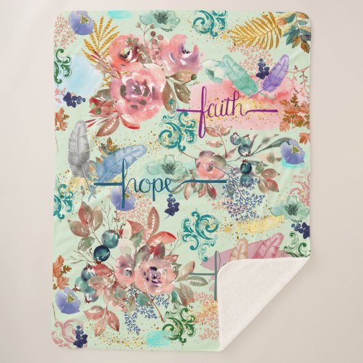 Sherpa Blanket Faith Hope Liebe Sherpadecke (Vorderseite)