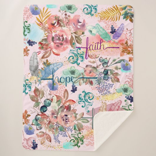 Sherpa Blanket Faith Hope Liebe Sherpadecke (Vorderseite)