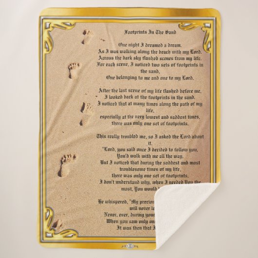 Sherpa Blanket Fußspuren im Sand  Sherpadecke (Vorderseite)