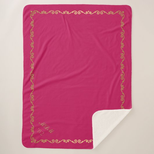 Sherpa Blanket-Hot-Pink-Monogramm Sherpadecke (Vorderseite)