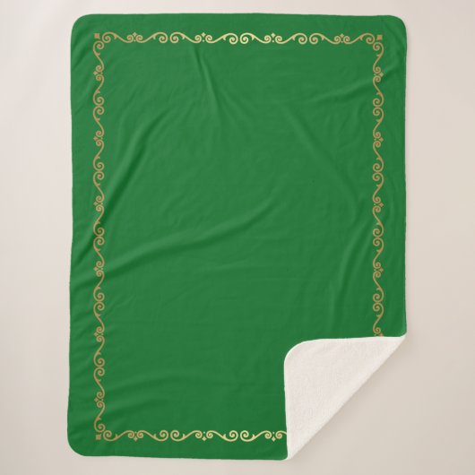Sherpa Blanket-Jade & Gold Scroll Print Sherpadecke (Vorderseite)