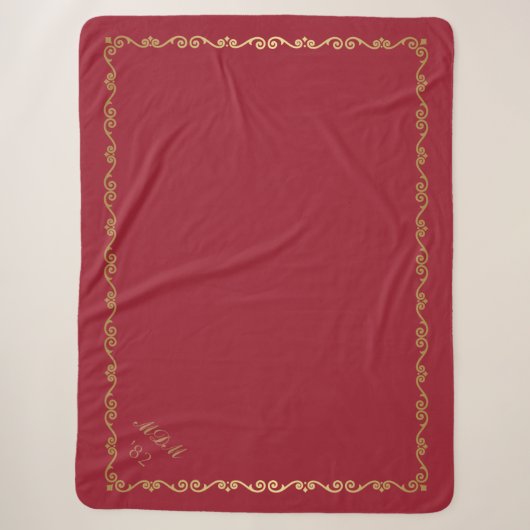 Sherpa Blanket-Jester Red Custom Monogram Sherpadecke (Vorderseite)