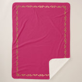 Sherpa Blanket-Large-Hot Pink & Gold Scroll Print Sherpadecke (Vorderseite)