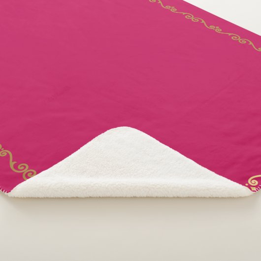 Sherpa Blanket-Large-Hot Pink & Gold Scroll Print Sherpadecke (3/4)
