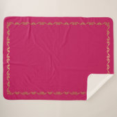 Sherpa Blanket-Large-Hot Pink & Gold Scroll Print Sherpadecke (Vorderseite (Horizontal))