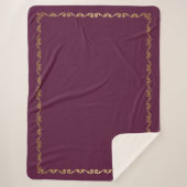 Sherpa Blanket-Large-Plum Wein & Gold Scroll Print Sherpadecke (Vorderseite)