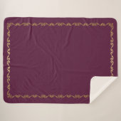 Sherpa Blanket-Large-Plum Wein & Gold Scroll Print Sherpadecke (Vorderseite (Horizontal))