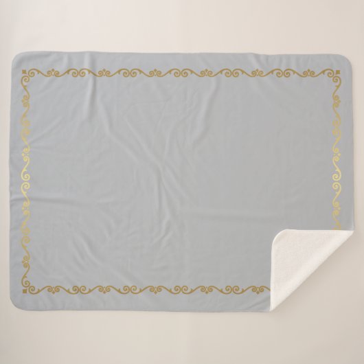 Sherpa Blanket-Large-Silver & Gold Scroll Print Sherpadecke (Vorderseite (Horizontal))