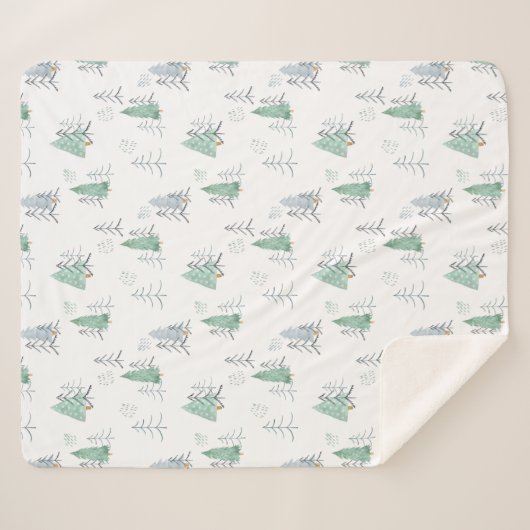 Sherpa Blanket (Medium) - Christmas Trees Pattern Sherpadecke (Vorderseite (Horizontal))