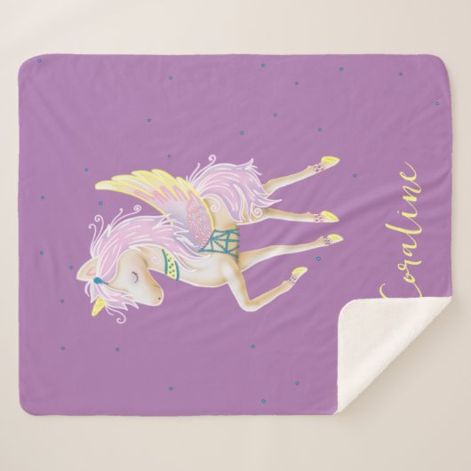 Sherpa Blanket mit einer niedlichen Einhornillustr Sherpadecke (Vorderseite (Horizontal))