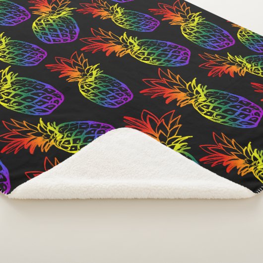 Sherpa Blanket Regenbogen Ananas Sherpadecke (3/4)