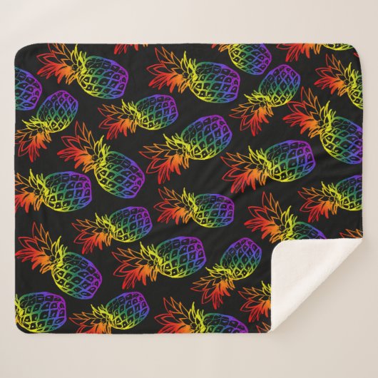 Sherpa Blanket Regenbogen Ananas Sherpadecke (Vorderseite (Horizontal))