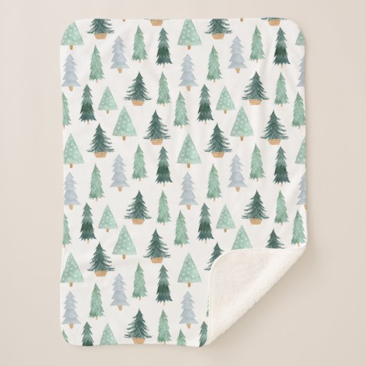 Sherpa Blanket (Small) - Christmas Trees Pattern Sherpadecke (Vorderseite)