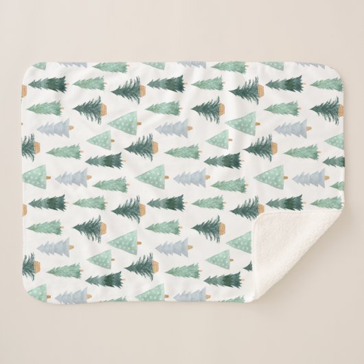 Sherpa Blanket (Small) - Christmas Trees Pattern Sherpadecke (Vorderseite (Horizontal))